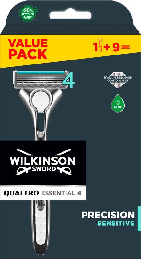 Wilkinson Quattro Titanium Sensitive Scheersysteem - 9 Scheermessen