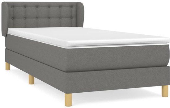 vidaXL Boxspring met matras, stof, donkergrijs, 100x200 cm
