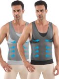 MEETWEE Meethoo Corrigerend Hemd Mannen - 2 Stuks - Zwart + Grijs - XXL