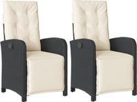 vidaXL Tuinstoelen 2 stuks verstelbaar met voetensteun poly rattan zwart