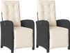 vidaXL Tuinstoelen 2 stuks verstelbaar met voetensteun poly rattan zwart