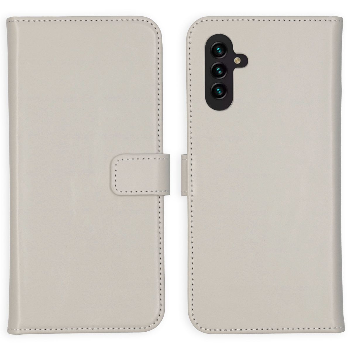 Selencia Echt Lederen Bookcase Samsung Galaxy A13 (5G) / A04s - Beige - Flip case