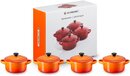 Le Creuset Aardewerken Mini Braadpan Set - Oranjerood - 4 stuks