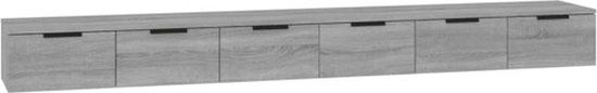vidaXL Wandkasten - 2 stuks - Bewerkt hout - Grijs Sonoma