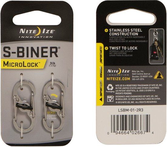 Nite Ize S-Biner MicroLock - 2 stuks - Zilver