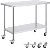 Vevor RVS Werktafel Commerciële Voorbereidingstafel 610x1219mm Zilver