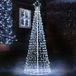 Bakaji Verlichte kerstboom, hoogte 224 cm, met 592 lampen, controller, 8 lichtspelletjes, metalen frame, 80 cm, sterpunt, kerstdecoratie, binnen en buiten, IP44 (koud wit)