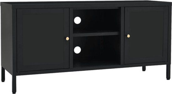 vidaXL Tv-meubel 105x35x52 cm staal en glas zwart
