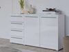 Commode INDIRA 2 portes 4 tiroirs blanc/blanc brillant avec LED