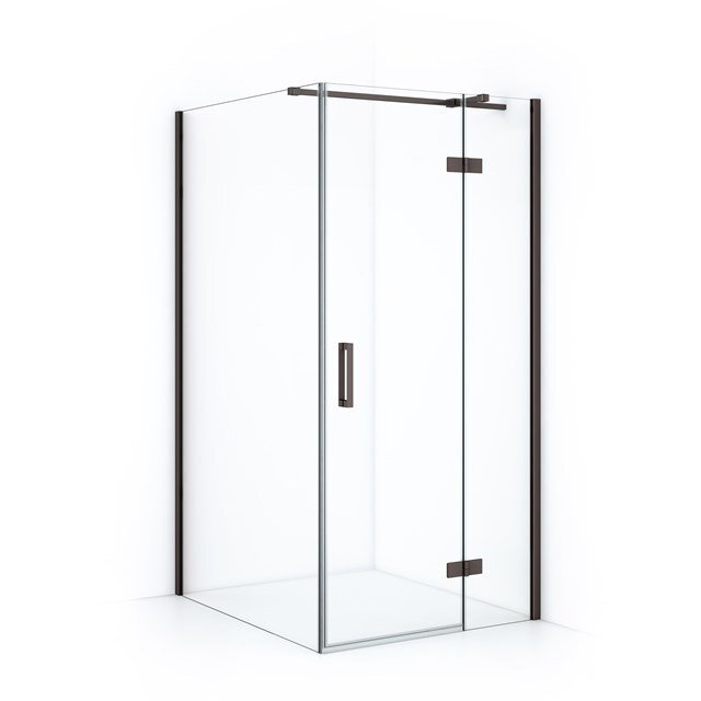 Maxaro Douchecabine Diamond 110x100cm 8mm Helder Veiligheidsglas Zwart Metaal met Draaideur