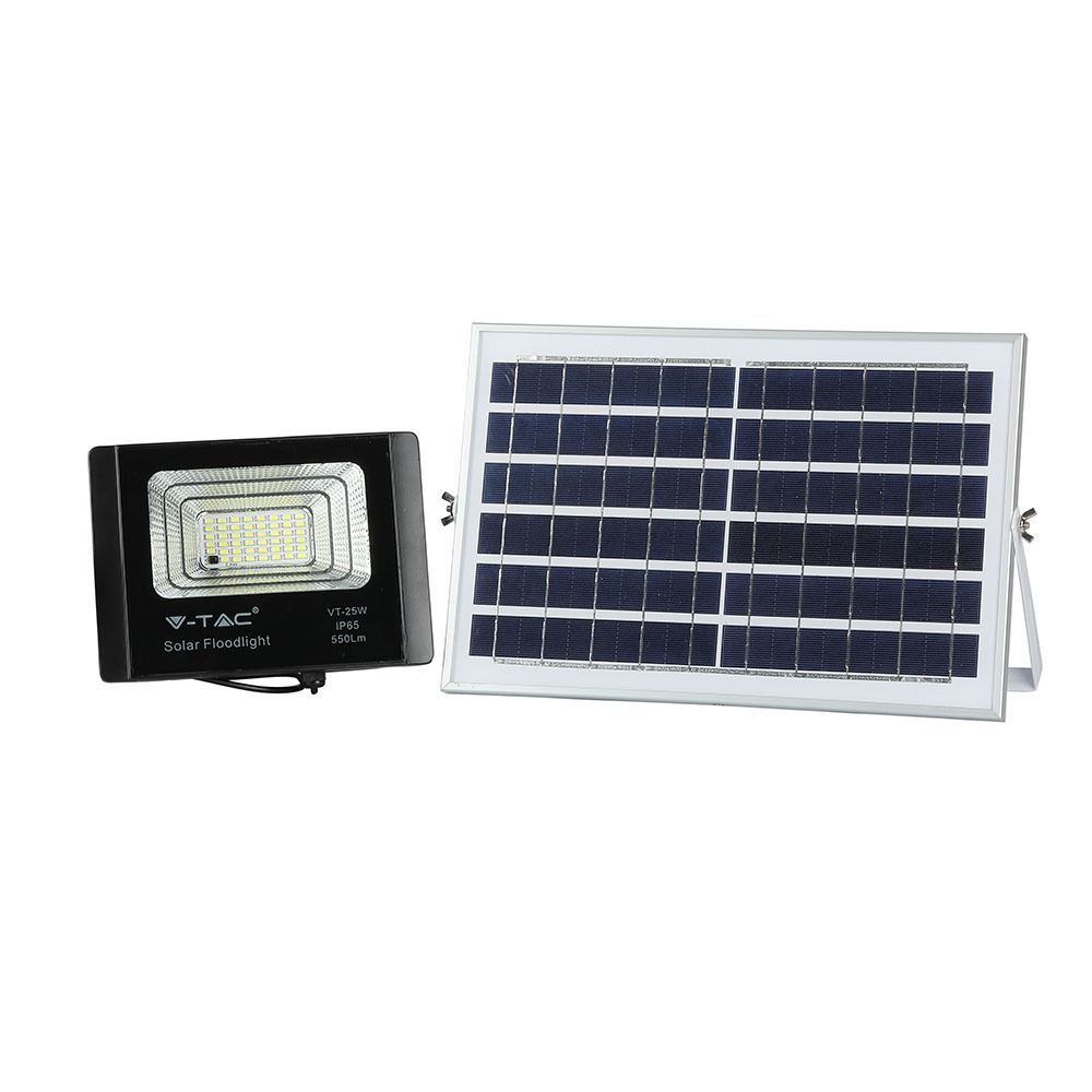 V-TAC VT-25W Solar Schijnwerper - 12W - Grijs - IP65 - 550 Lumen - 6000K