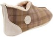 Vanuba Oxford Tartan - Pantoufles femme - Beige - Semelle souple - Laine chaude