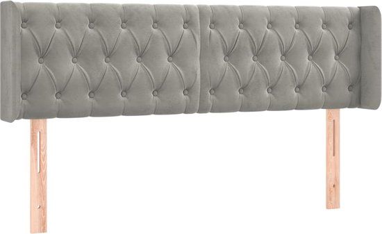 vidaXL Hoofdbord met randen 147x16x78/88 cm fluweel lichtgrijs