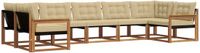 vidaXL - Hoek loungeset - 7 zitplaatsen - Acacia hout - Natuurlijk en beige