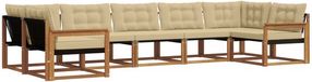 vidaXL - Hoek loungeset - 7 zitplaatsen - Acacia hout - Natuurlijk en beige