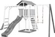 AXI Beach Tower Speeltoestel in Grijs/Wit - Speeltoren met Klimrek, Enkele Schommel, Grijze Glijbaan en Zandbak - FSC hout - Speelhuis op palen voor de tuin
