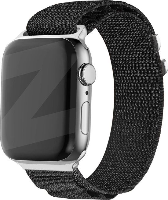 Bandz Nylon loop bandje 'Alpine' - Apple Watch 42/44/45/49mm - Zwart