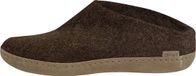 glerups Unisex Nature Brown Wool Slippers with Leather Sole - Size 45