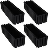 Omago Kotarbau Balkonbak - Rustieke Houten Look - 60 cm - Antraciet - Set van 4