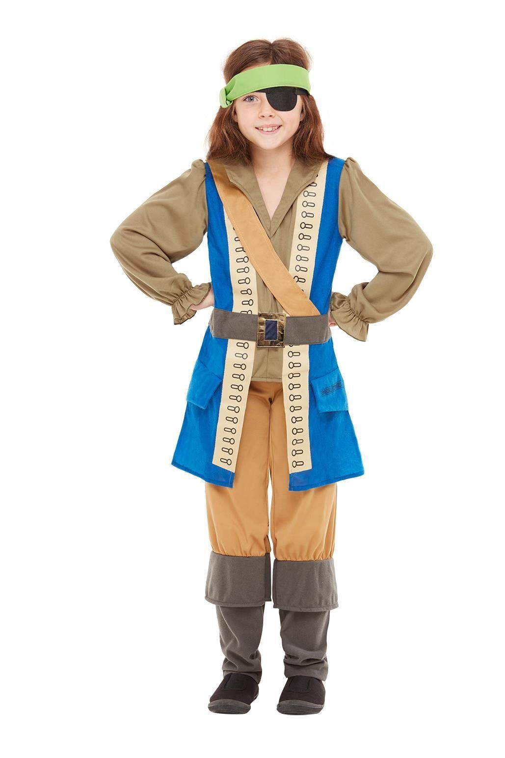 Smiffys Officieel gelicenseerde verschrikkelijke verhalen piraat kapitein kostuum, Unisex kinderen, blauw