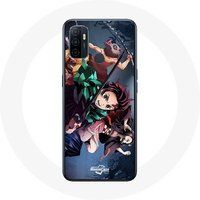 Maniacase Etui voor Oppo A53 Tanjiro Nezuko en Inosuke Demonendoder Kimetsu no Yaiba Manga