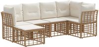 vidaXL - Hoek loungeset - Naturel - Polyester - 6 zitplekken