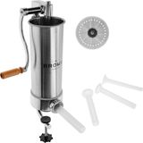 Merkloos Worstvuller 3 kg - Handmatige worstmachine - Roestvrij staal - Zilver - Verticale worstvuller - 3 trechters