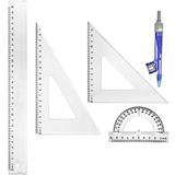 Waytex 931241 set met 5 linialen / 2 hoekmessen/Rapport/cirkel
