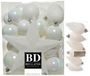 Decoris Kerstversiering kunststof kerstballen parelmoer wit 39x stuks - 5-6-8 cm - mix mat en glans - ster piek 19 cm