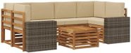 vidaXL - Canapé d'angle - 6 places - Naturel et beige - Bois d'acacia massif