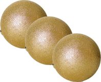 Gerimport Kerstbal - 3x stuks - kunststof - goud - glitters - D20 cm