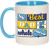 Bellatio Decorations Cadeau koffie/thee mok - de beste pap - van de wereld - blauw - 300 ml - keramiek