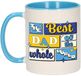 Bellatio Decorations Cadeau koffie/thee mok - de beste pap - van de wereld - blauw - 300 ml - keramiek