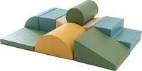 Iglu Soft Play Discoverer - set 8 grote foam blokken/speelkussens (beige/groen/honinggeel/turquoise)