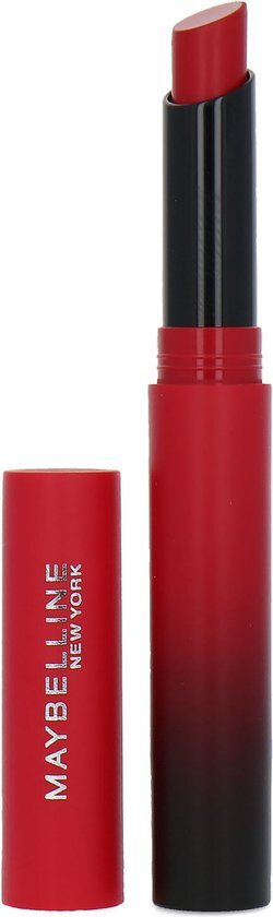 Maybelline New York Matte lippenstift, intensieve kleur en aangenaam draagcomfort, Color Sensational Ultimat, kleur: nr. 199 More Ruby (rood), 1 x 2 g