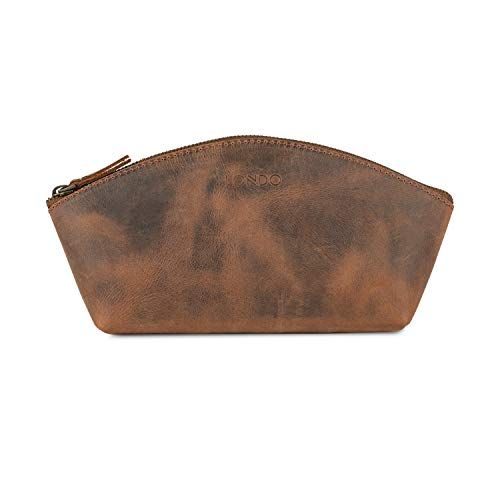 LONDO Echt lederen unisex Dopp kit - cosmetica, toilet, make-up, scheerorganizer tas