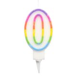 Homéa Birthday Candle Number 0 with Plastic Holder, H 7.8 cm, Multicolor