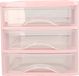 Plasticforte Ladeblokje/bureau organizer 3x lades - roze/transparant - L18 x B21 x H17 cm