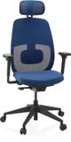 hjh OFFICE Ergonomische bureaustoel Skandis Pro met hoofdsteun blauw / zwart frame