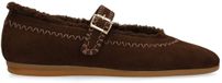 Manfield Dames Donkerbruine Suède Ballerina's Maat 37