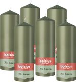 Bolsius - Gladde Stompkaarsen - 6 Stuks - Groen - 20 cm - 75 Branduren