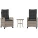 3-delige Bistroset met kussens poly rattan lichtgrijs