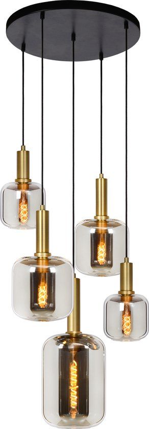 Lucide JOANET Hanglamp - Ø 66 cm - 5xE27 - Fumé - Dimbaar