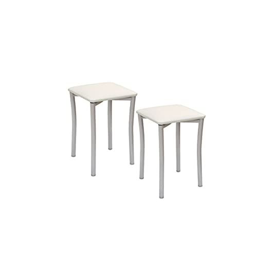 ASTIMESA Keukenkrukken - Set van 2 - Wit Kunstleer - Ronde Poten