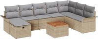 vidaXL Tuinbank Set 9-delig Beige Poly-rattan