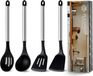 Pleafind Set d'ustensiles de cuisine en silicone - 4 pièces - Noir