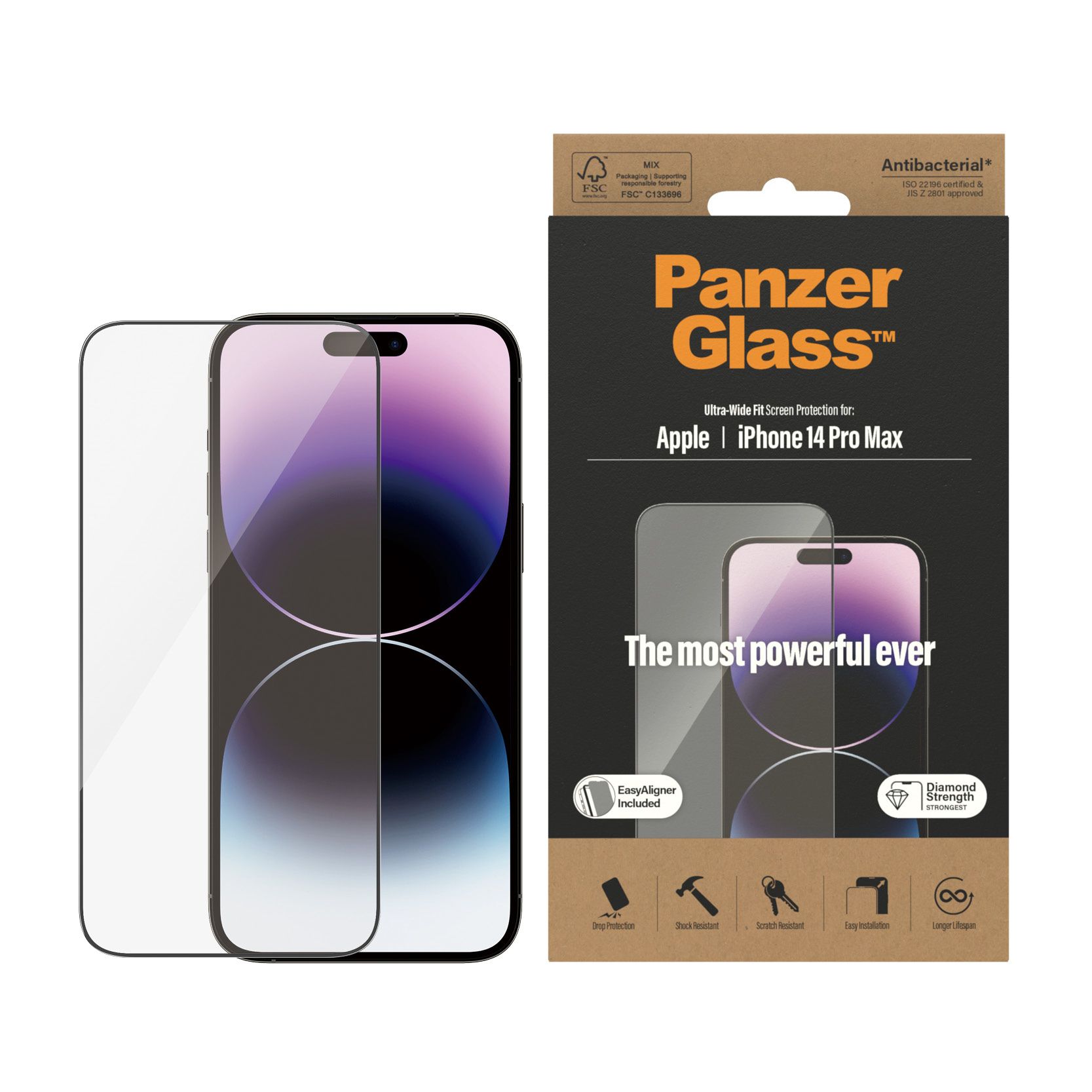 PanzerGlass Ultra-Wide Fit Screenprotector for Apple iPhone 14 Pro Max - Clear