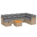 vidaXL 9-delige Loungeset met Kussens, Poly Rattan, Beige
