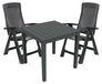 Mojawo Ensemble de jardin - 3 pièces - table de jardin plastique 78x78cm H72cm + 2 chaises pliantes - plastique anthracite - ensemble bistro - table à manger - dossier haut