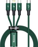Baseus Rapid 3-in-1 kabel USB Type C - USB Type C / Lightning / micro USB - 20W - 1,5m - Groen